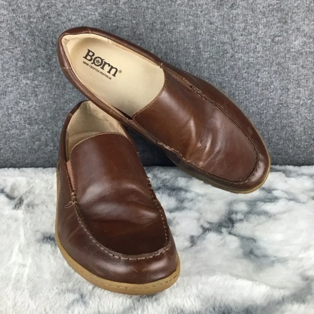 Born Men's Brown Leather Brompton II Loafers‎ Slip Ons Size 13M